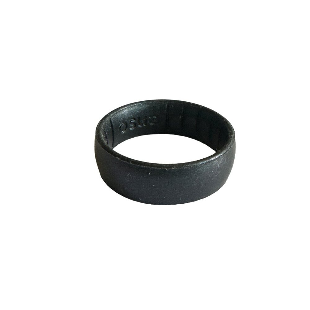 Enso Silicone Ring Unisex Size 9 Gunmetal Gray Comfortable Flexible Lightweight